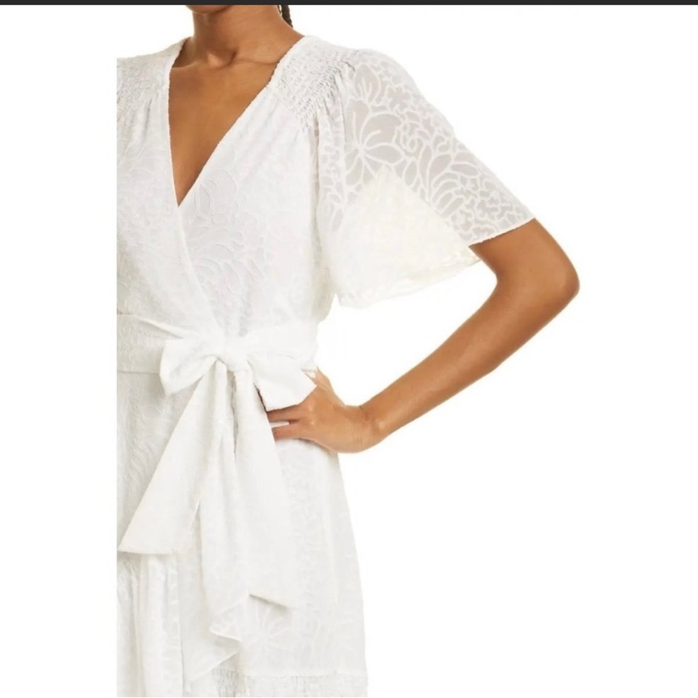 Tanya Taylor NWT Wrap White Bow Ruffle Dress